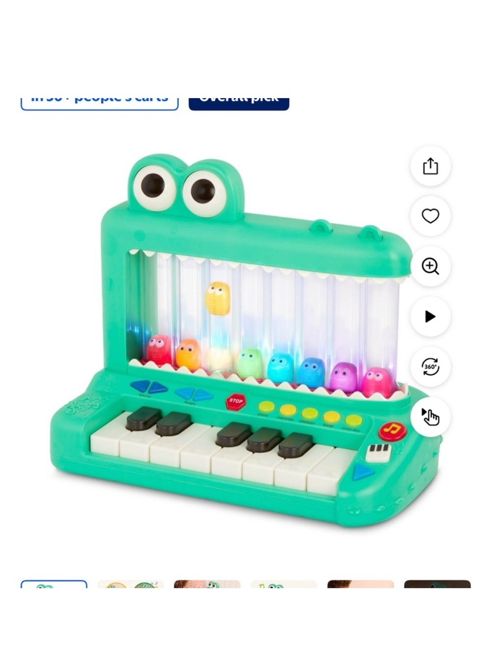 Kids Musical Pop-Up Crocodile Piano Toy - Teal